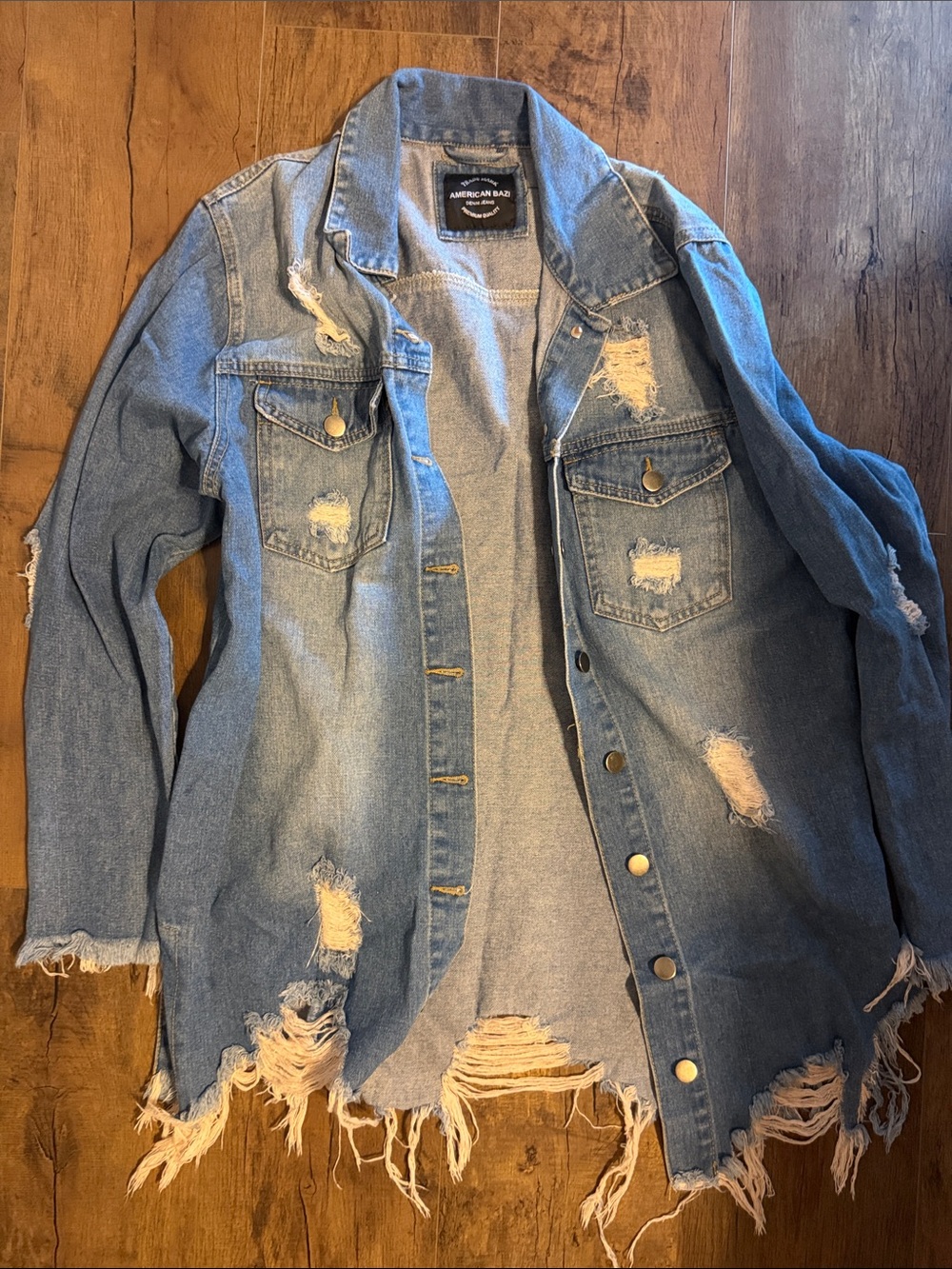 American Rag Light Wash Distressed Denim Jacket